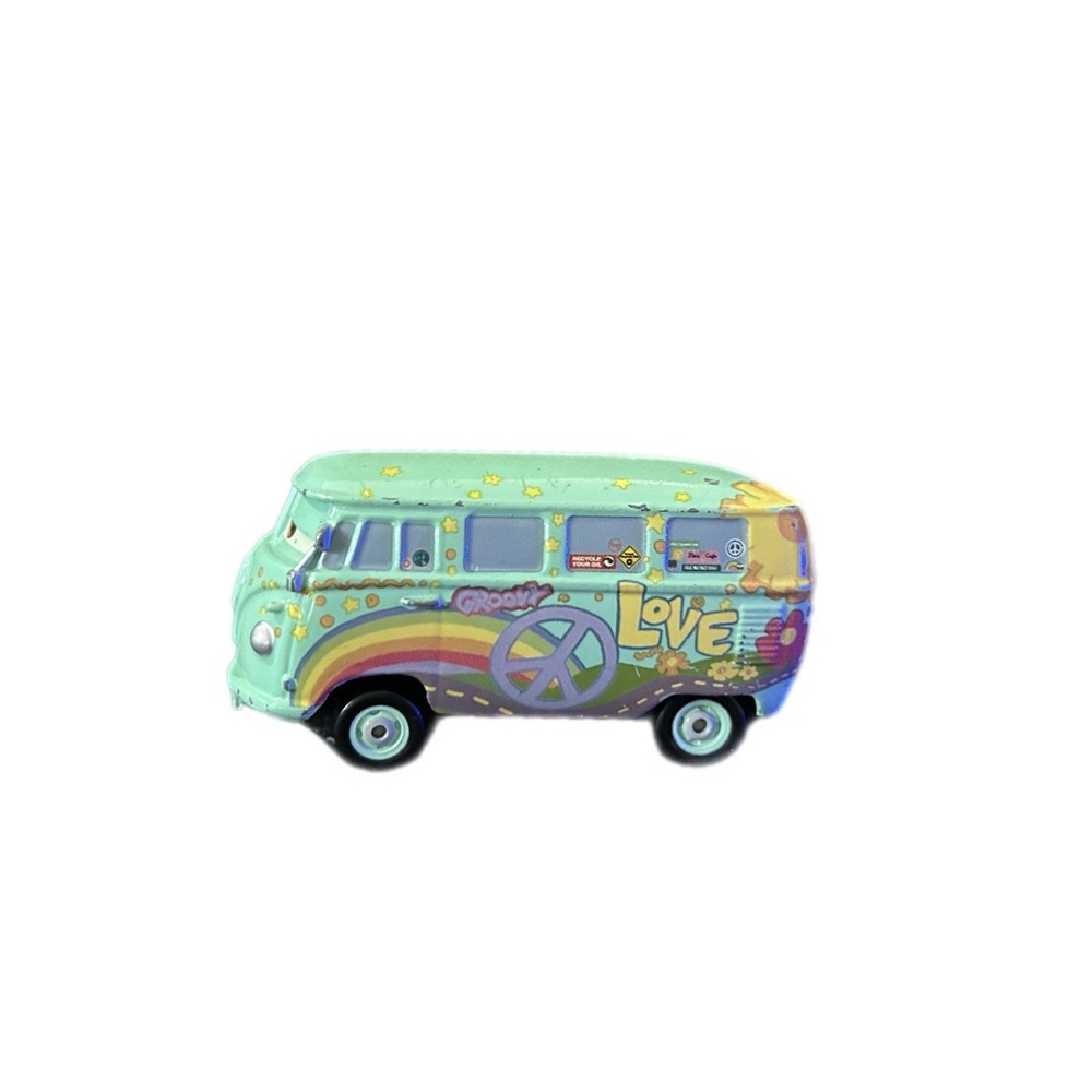 Mattel Disney Pixar Cars Fillmore VW Bus Hippie Love Peace Van Diecast
